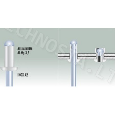 Kniedės aliuminis-plienas 2,4mm-7,8mm | Tvirtinimo detalės Kniedės aliuminis-plienas 2,4mm-7,8mm | Technosta - tvirtinimo detalės
